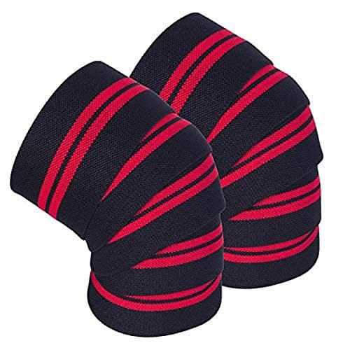 Rizwan01 RIZONE Knee Brace Compression Bandage Wraps Knee Support Protector Wrap Weightlifting Compression Strap Red, 1 pair