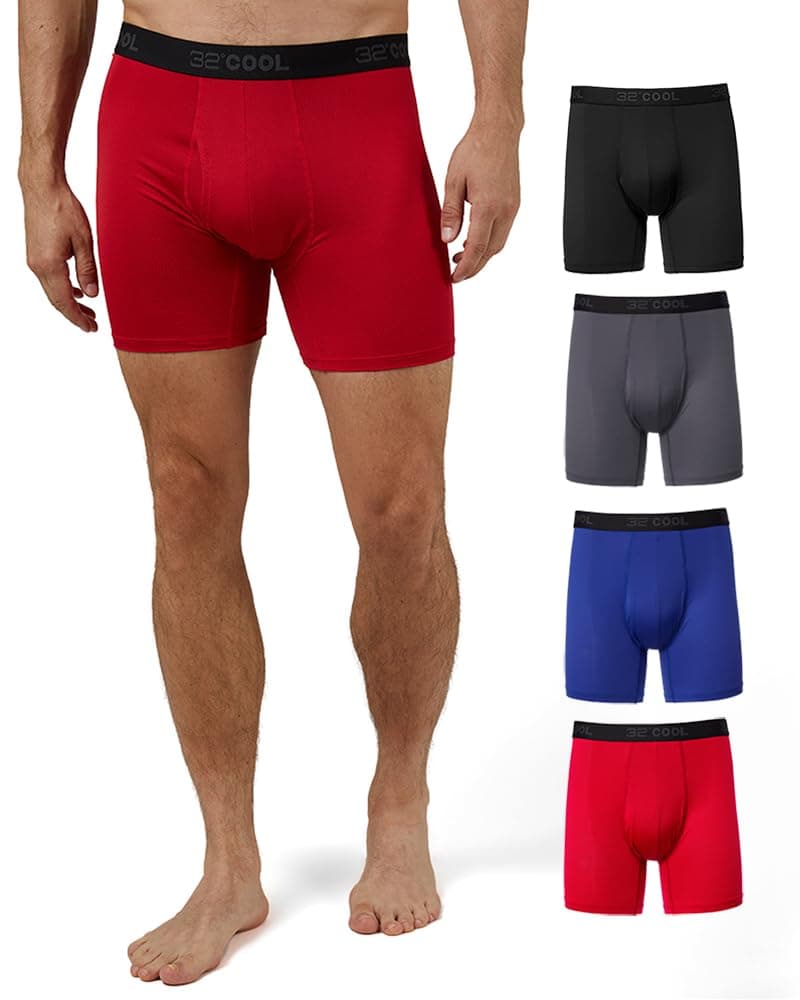 32º DEGREES mens Mens 4-pack Active Mesh Quick Dry Performance Boxer Brief
