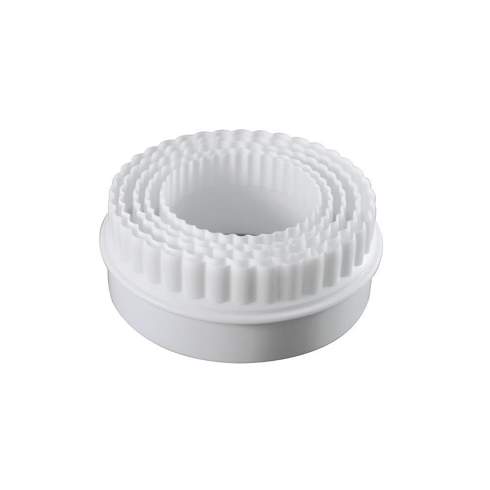 4" Cookie Cutter Round Shape Set of 5 Pieces Plastic White by Topenca Supplies