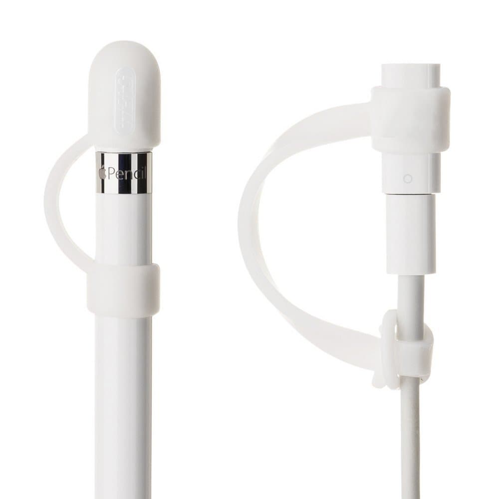 WERO [Pack of 2 sets] Elastic Silicone Protecive Cover Holder for Apple Pencil Magnetic Cap + Anti-lost Carrying Strap for Apple Pencil Charging/Charger Adapter, Applicable for iPad Pro Apple Pencil