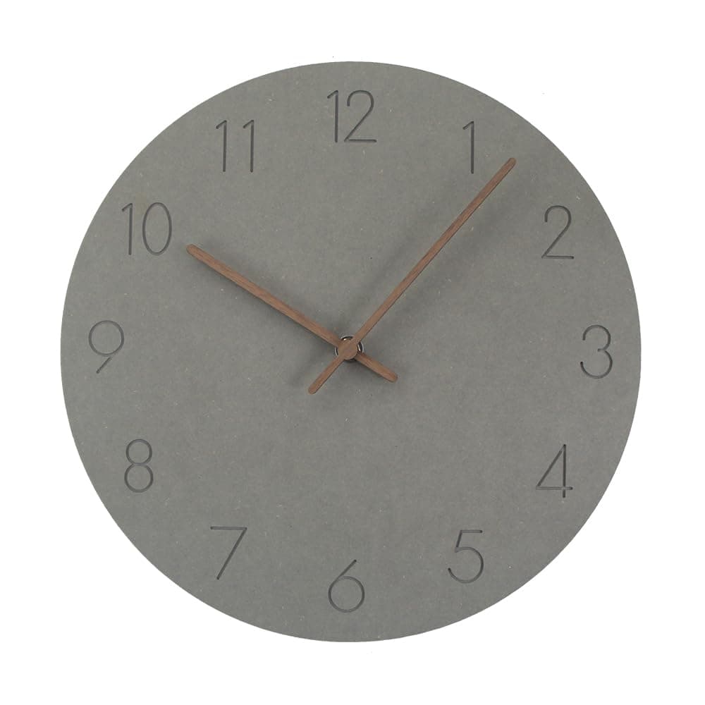 Wall Clock - Silent Flatwood Wall Clock 12" Non-Ticking Modern Style Wooden Clock Battery Operated Wall Clock for Home Living Room Kitchen Bedroom Office School Hotel