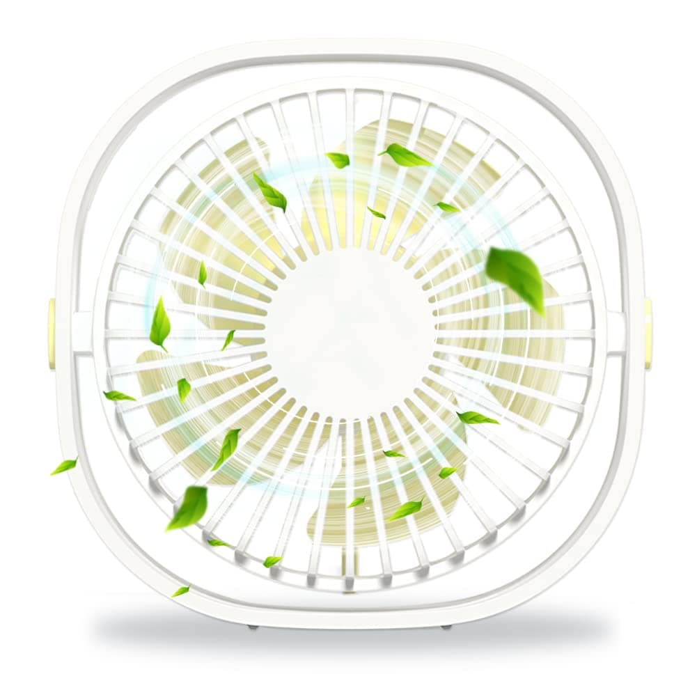 LICHTEE Mini USB Desk Fan, Stable Table Fan Strong Wind, 3 Speed Personal Desk Fan, 360 Rotation Desktop Cooling Fan for Home Office Car Bedroom Dorm(White)