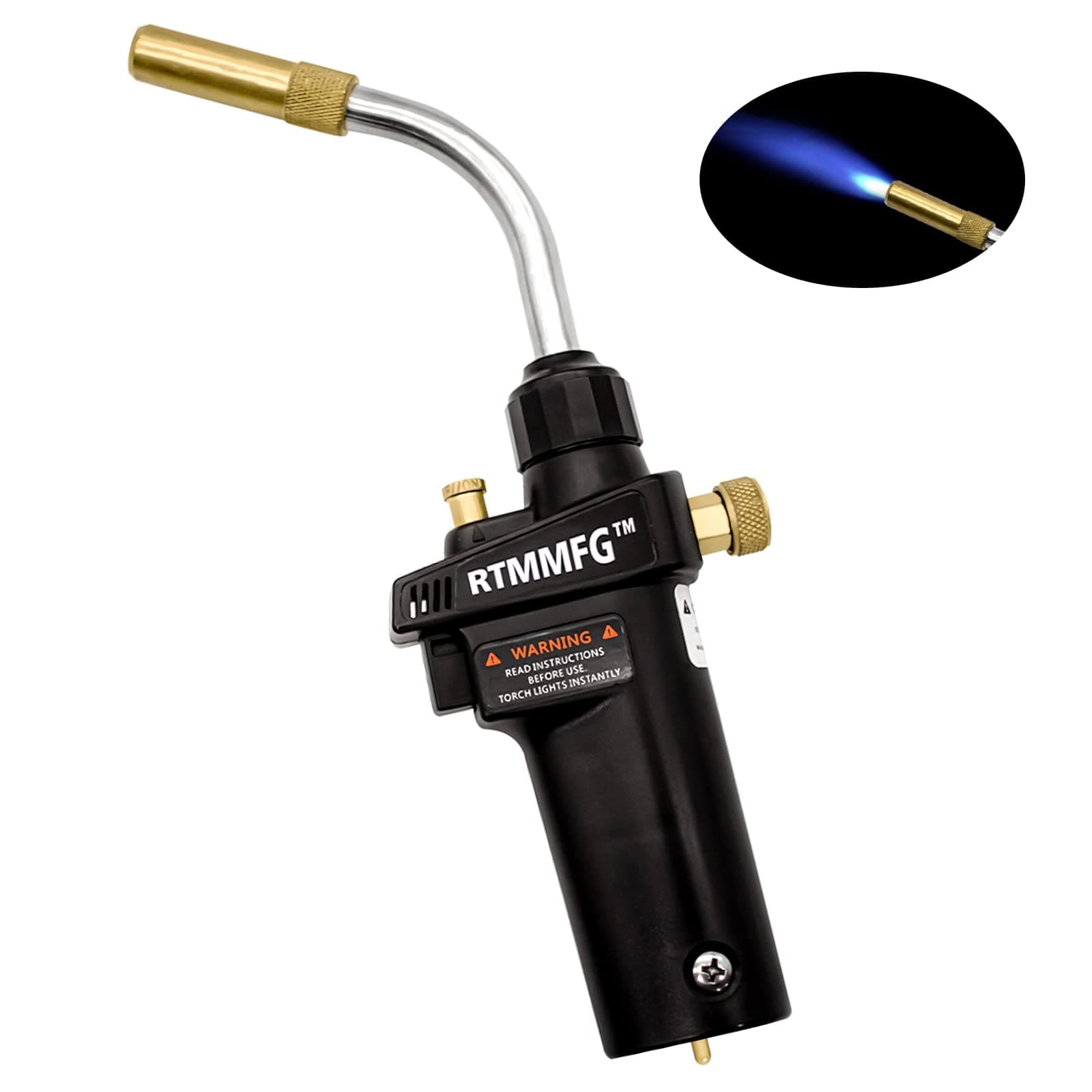 MAPP Propane Torch Portable Gas Torch for Plumbing, Adjustable Trigger Start Propane Torch with Safety Lock, Brazing Torch for Welding, Machine Maintenance, Barbecue, Gas Cylinders not Included