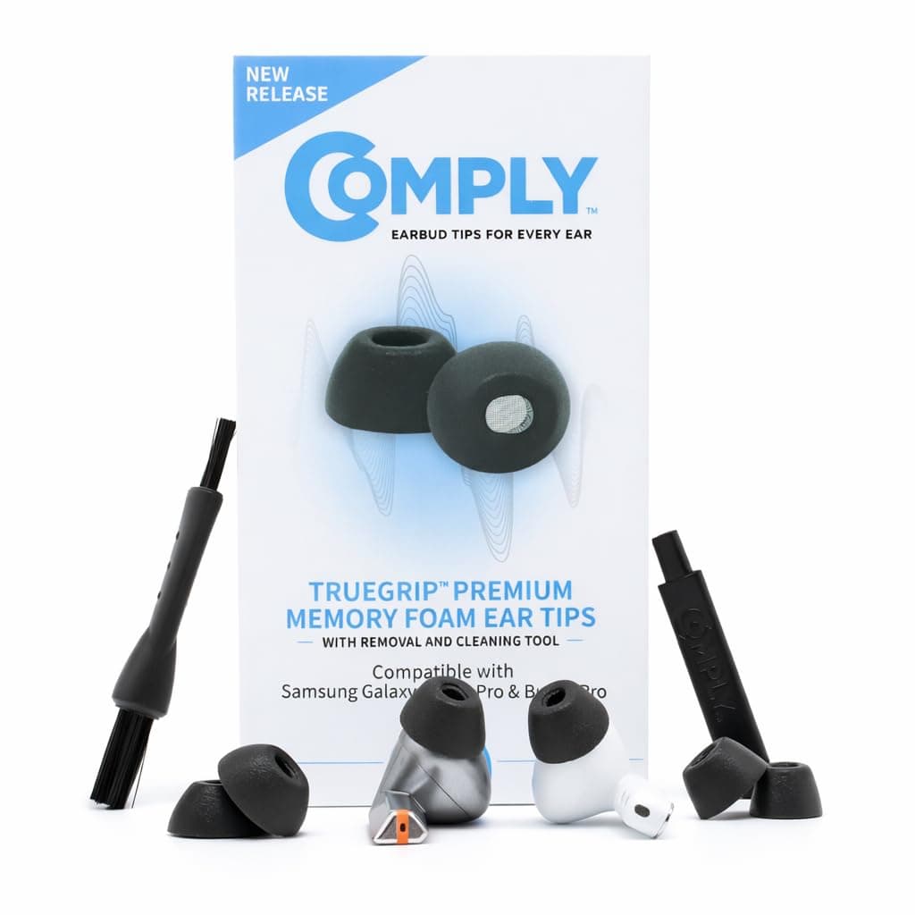 Comply TrueGrip | Premium Memory Foam Replacement Earbud Tips for Samsung Galaxy Buds4 Pro & Buds3 Pro | Long-Lasting Comfort, Secure Fit, Noise Isolation | Black (S/M/L) (3 Pairs)