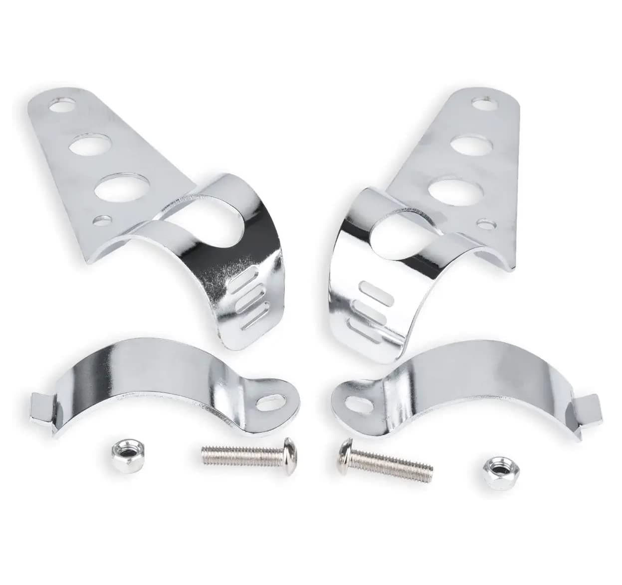 TUINCYN Universal Motorcycle Headlight Mounting Fork Clamp Bracket Silver Chrome Fork Tubes 38-51mm for Chopper Bobber Street Bike Cafe Racer Harley Davidson