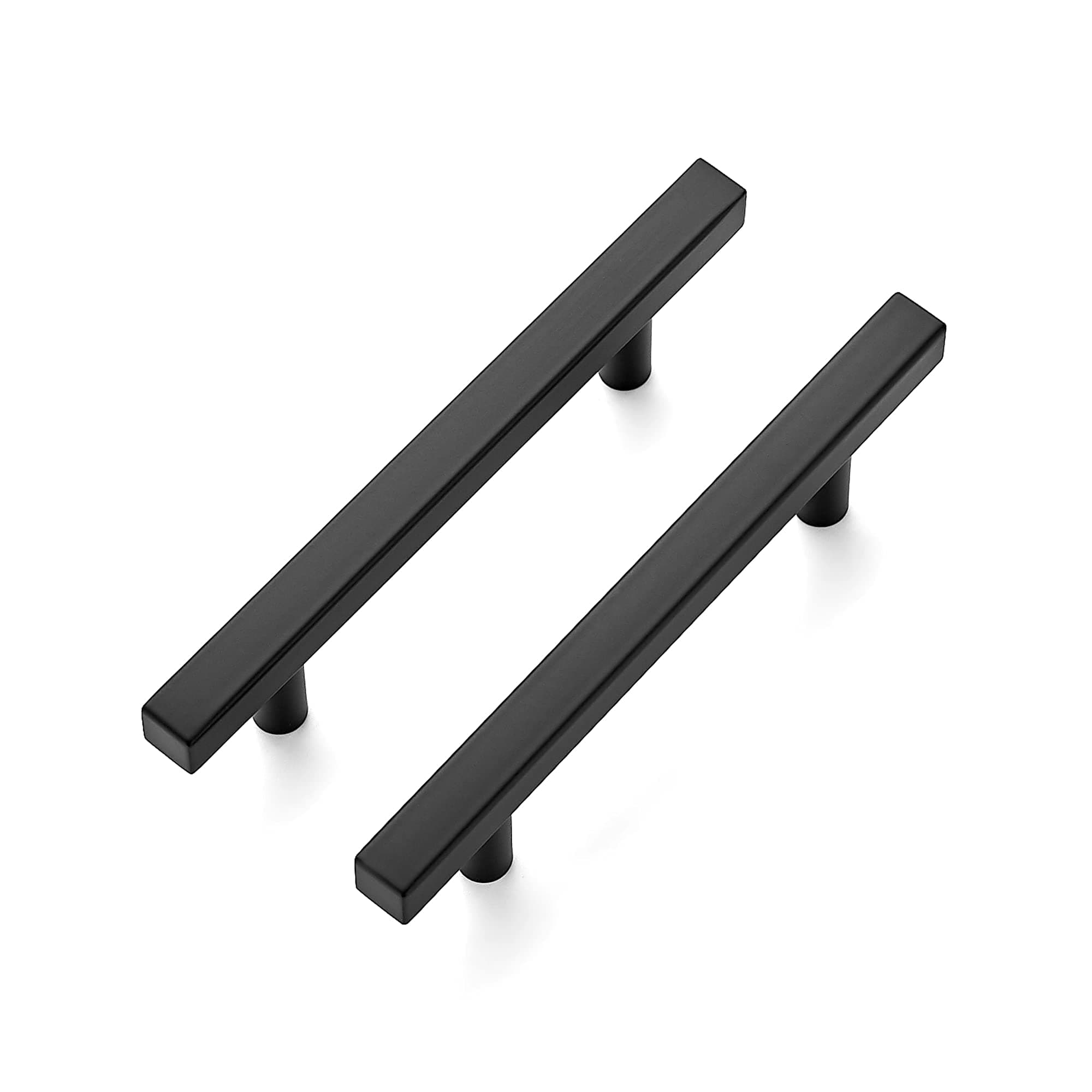 Ravinte5 Pack 6'' Square Cabinet Pulls Matte Black Stainless Steel Kitchen Drawer Pulls Cabinet Handles 6”Length, 3-3/4” Hole Center
