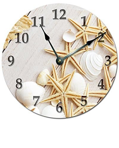 STARFISH AND SEA SHELLS CLOCK Extra Large 15.5" to 16" Wall Clock - Beachy Wall Clock