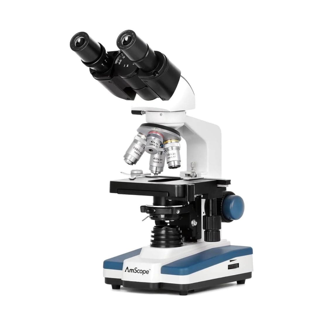 AmScope B120C-E1 Siedentopf Binocular Compound Microscope, 40X-2500X Magnification, LED Illumination, Abbe Condenser, Two-Layer Mechanical Stage, 1.3MP Camera and Software Windows XP/Vista/7/8/10