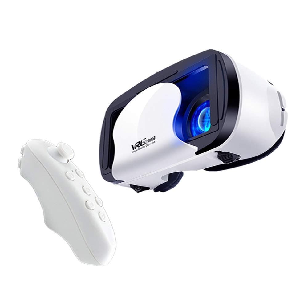 [VRG Pro] VR Headset with controller, compatible with iPhone and Android Phones -Blue Light Lens VR Box Virtual Reality 3D Goggles | Comfortable & Adjustable Glasses with Full Eye Protection