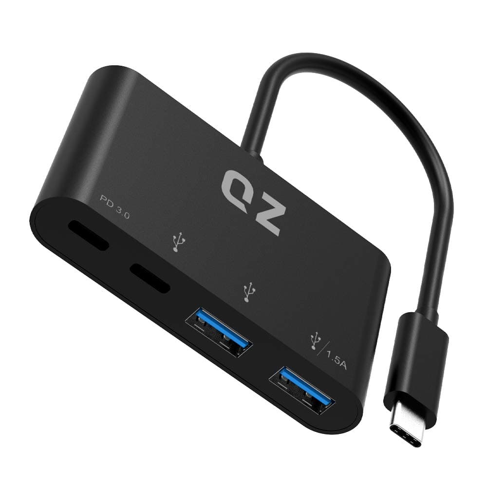 [USB 3.1 Gen 1, 5 Gbps] QZ USB C Hub for Next Gen Office Work Stations, 4 Ports, USB Type C to Type C Hub, USB Type C Hub with PD Power Delivery 100W for PC, Laptop and Phones
