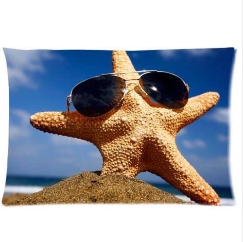 Custom Cool Starfish Whith Sunglasses Rectangle 20x30 inch One Side Pillowcase Pillow Covers