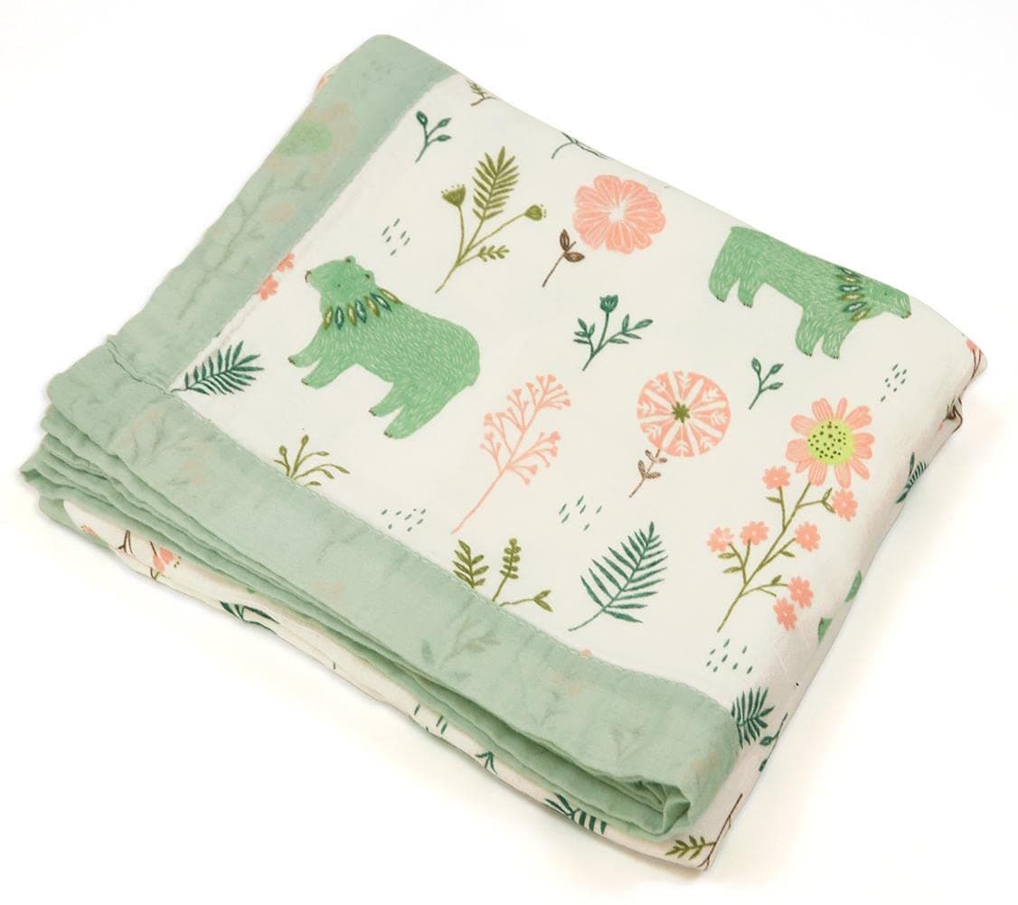 Muslin Swaddle Blankets (Flower Bear)