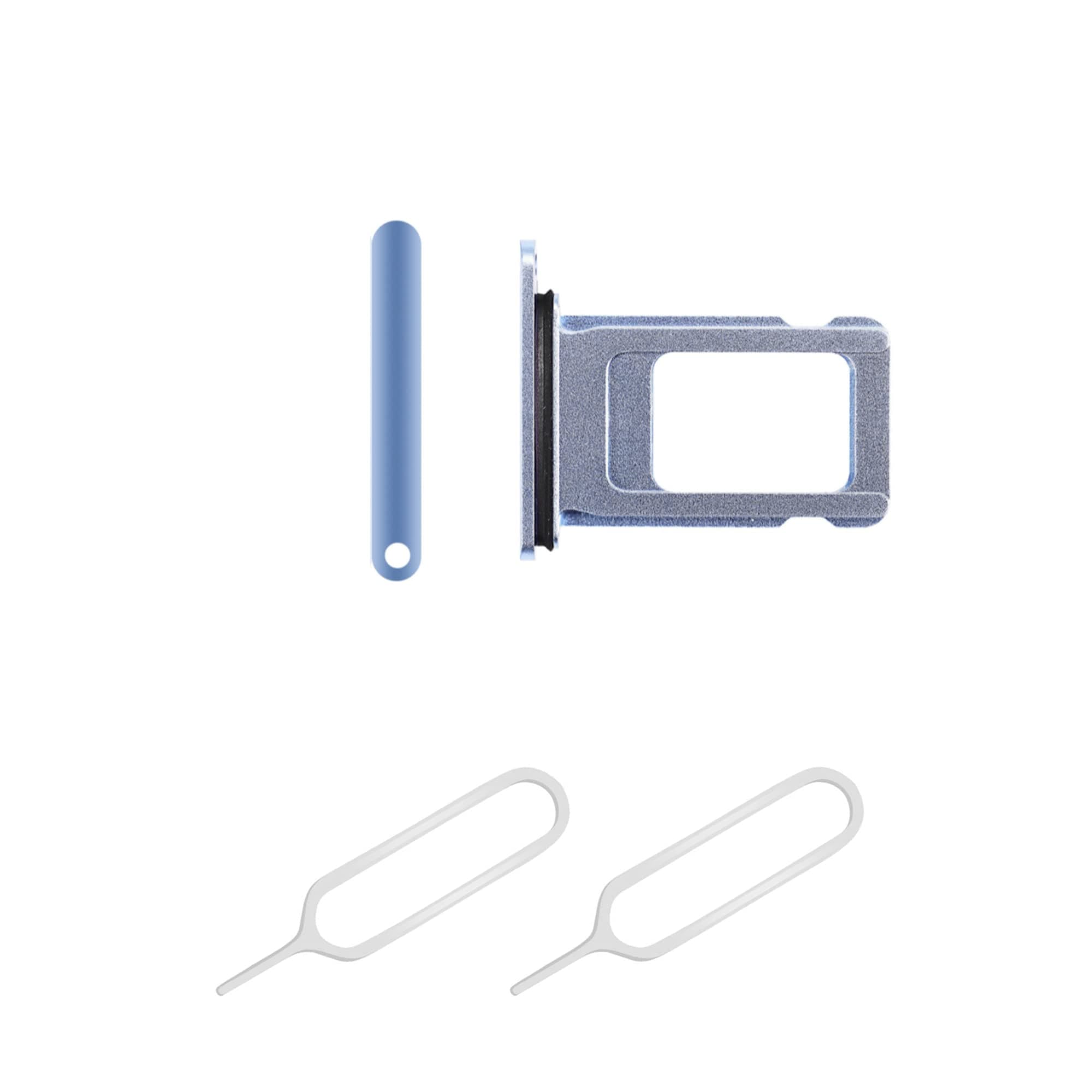 Replacement Single Sim Tray Card Slot for iPhone XR with 2x Sim Pin Open Ejector Tool (iPhone XR, Blue)