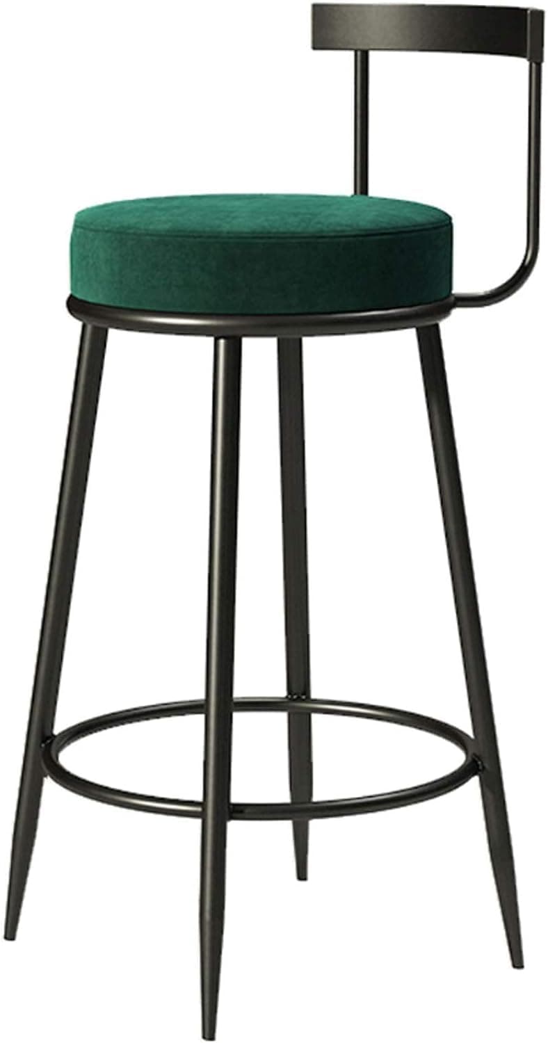 Luxury Bar Stools: Opulent Velvet Seating for Home Bars, Stackable Metal Chairs, Counter Height Barstools with Farmhouse Charm for Stylish Kitchens (75 CM, Green)