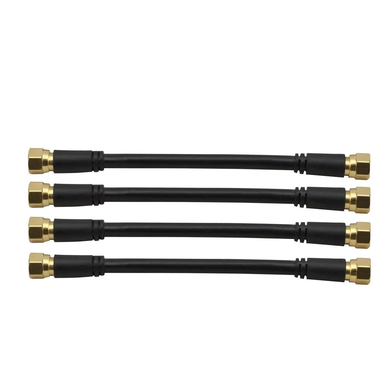 Coaxial Patch Cable with F-Connector 15 cm Pack of 4 Black