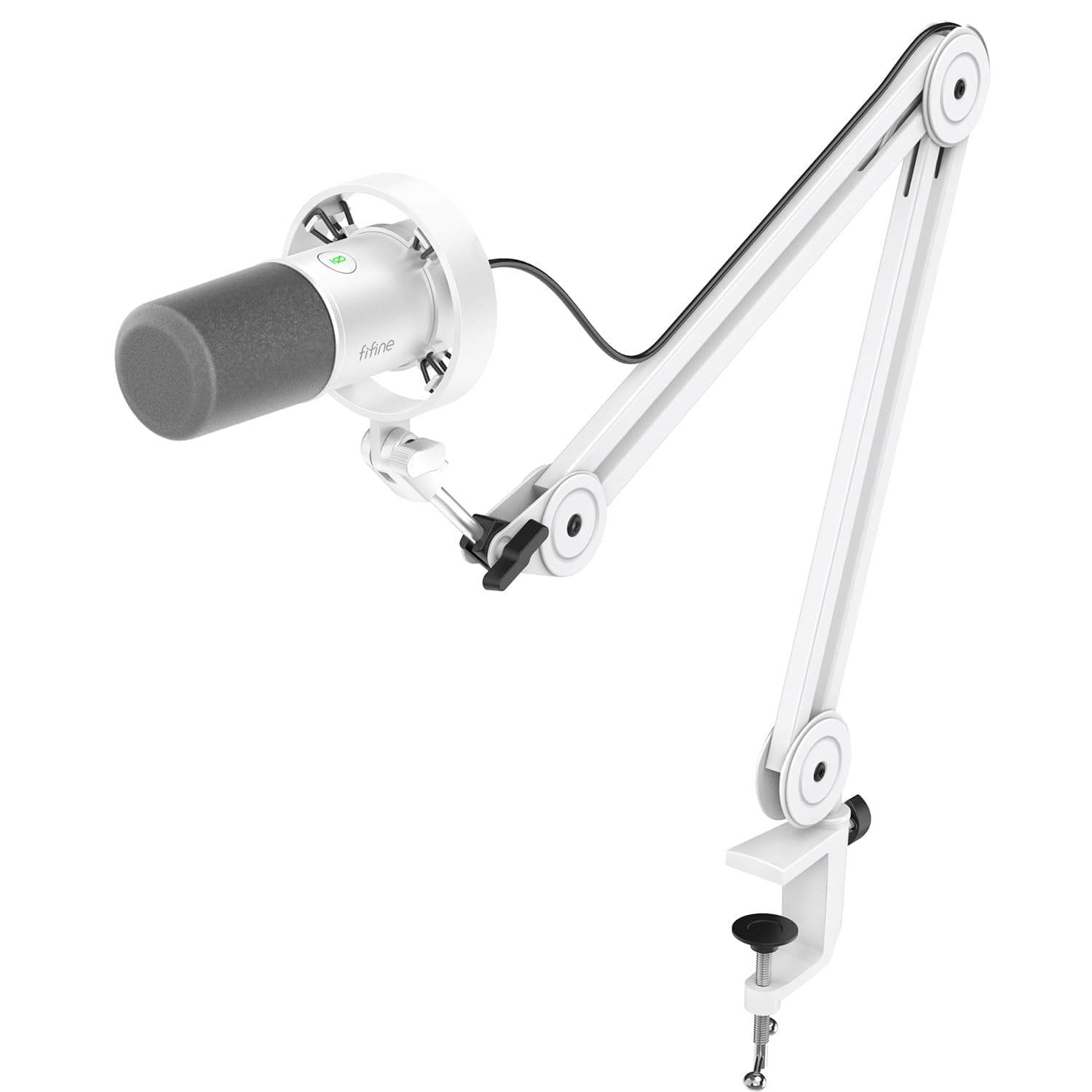 Podcast XLR/USB Microphone Kit, Studio Dynamic Vocal Mic for Recording, Streaming, Voice-Over, PC Microphone with Boom Arm with Mute, Headphone Monitoring, Metal-AmpliTank K688T White