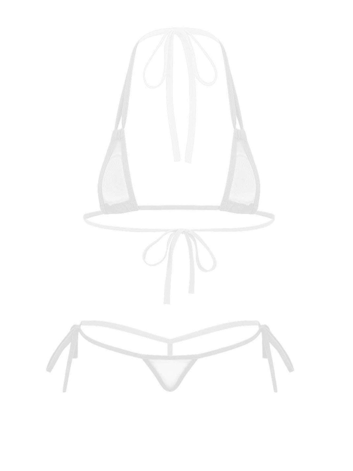 Women's Sexy Mesh Micro Bikini G String Bathing Suit Thong Swimsuit Sunbathing Suit