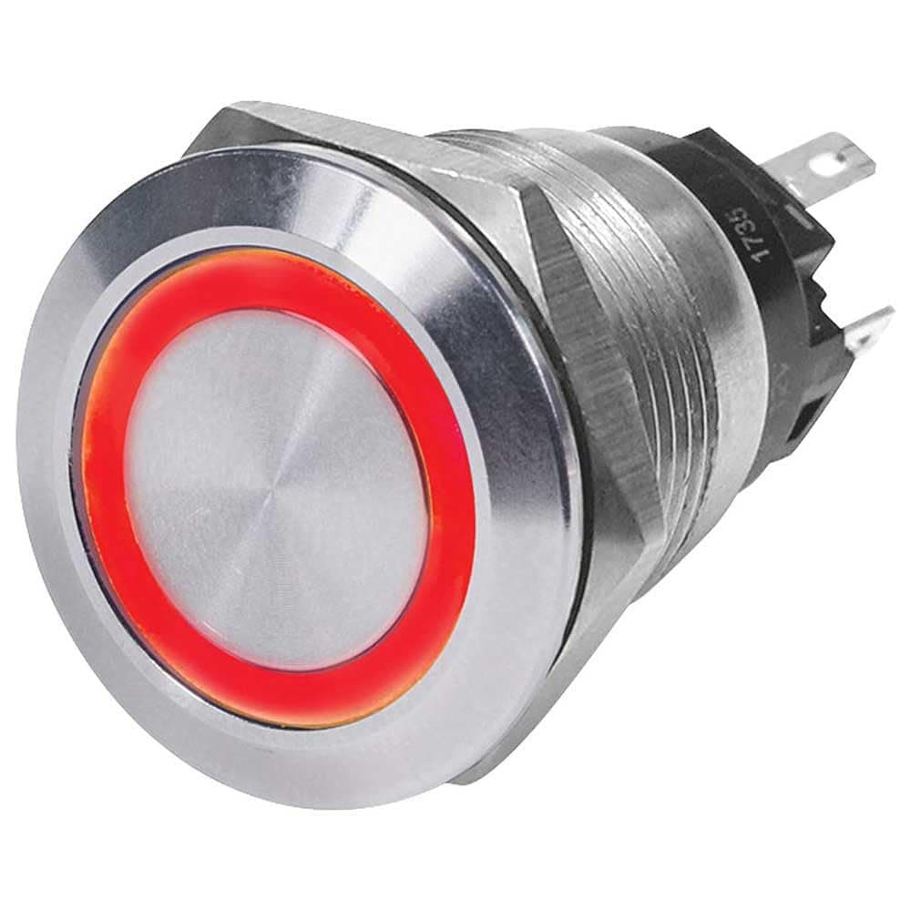 SWITCH BUTTON STAINLESS STEEL 10A OFF-(ON) RED