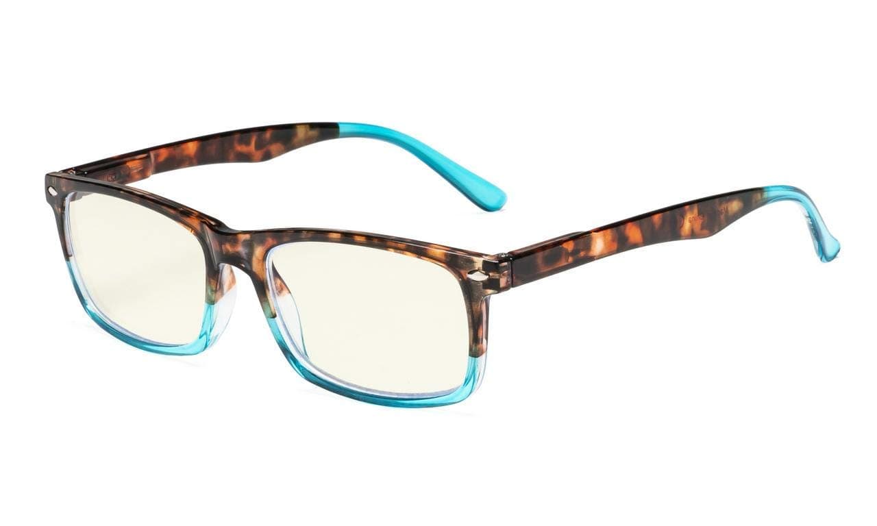 Eyekepper Computer Glasses Blue Light Filter Eyeglasses Blue Glare Blocking Men Women, Tortoise-Blue
