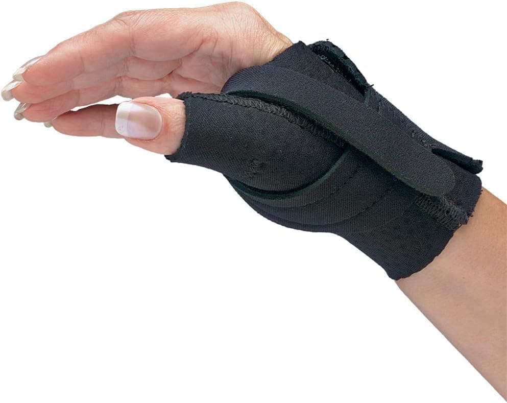 Comfort Cool Thumb CMC Restriction Splint - Breathable Neoprene Thumb Brace for Arthritis - Black, Right Hand, Large (8 to 9 inches)