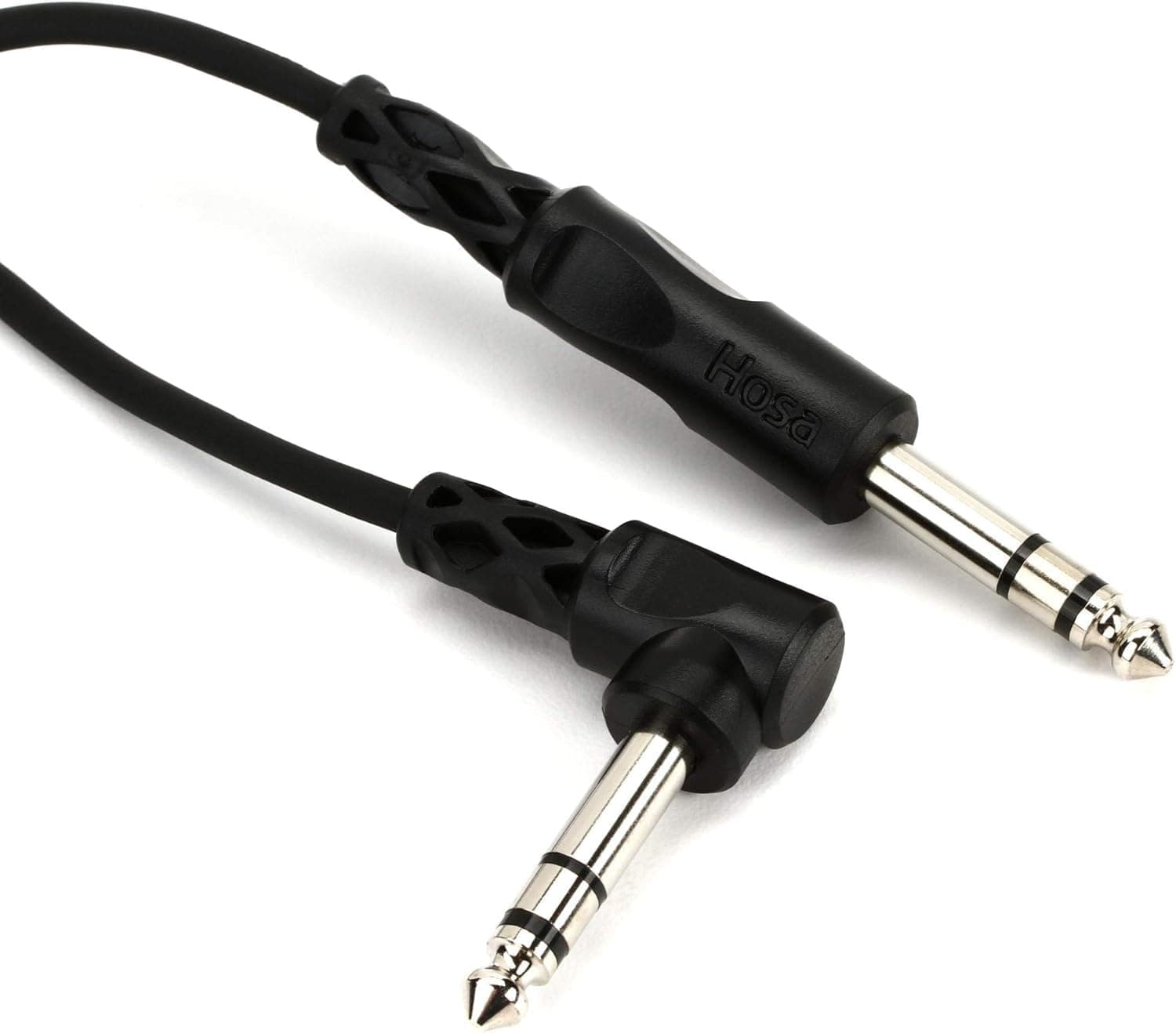 Hosa CSS-103R 1/4 Inch TRS to Right-angle1/4 Inch TRS Balanced Interconnect Cable, 3 Feet