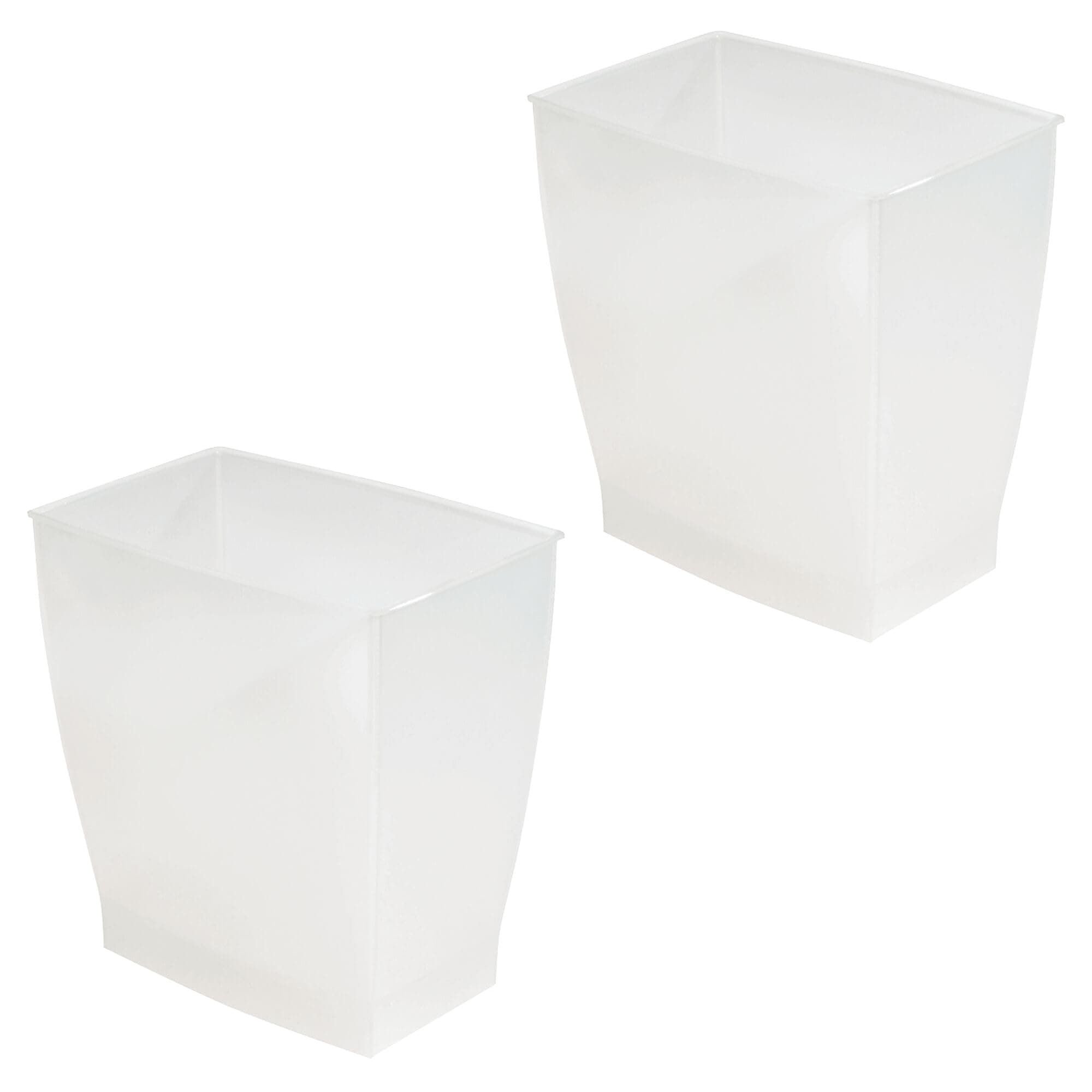 iDesign Small Rectangular Bathroom Trash Set of 2-Frost Waste Can
