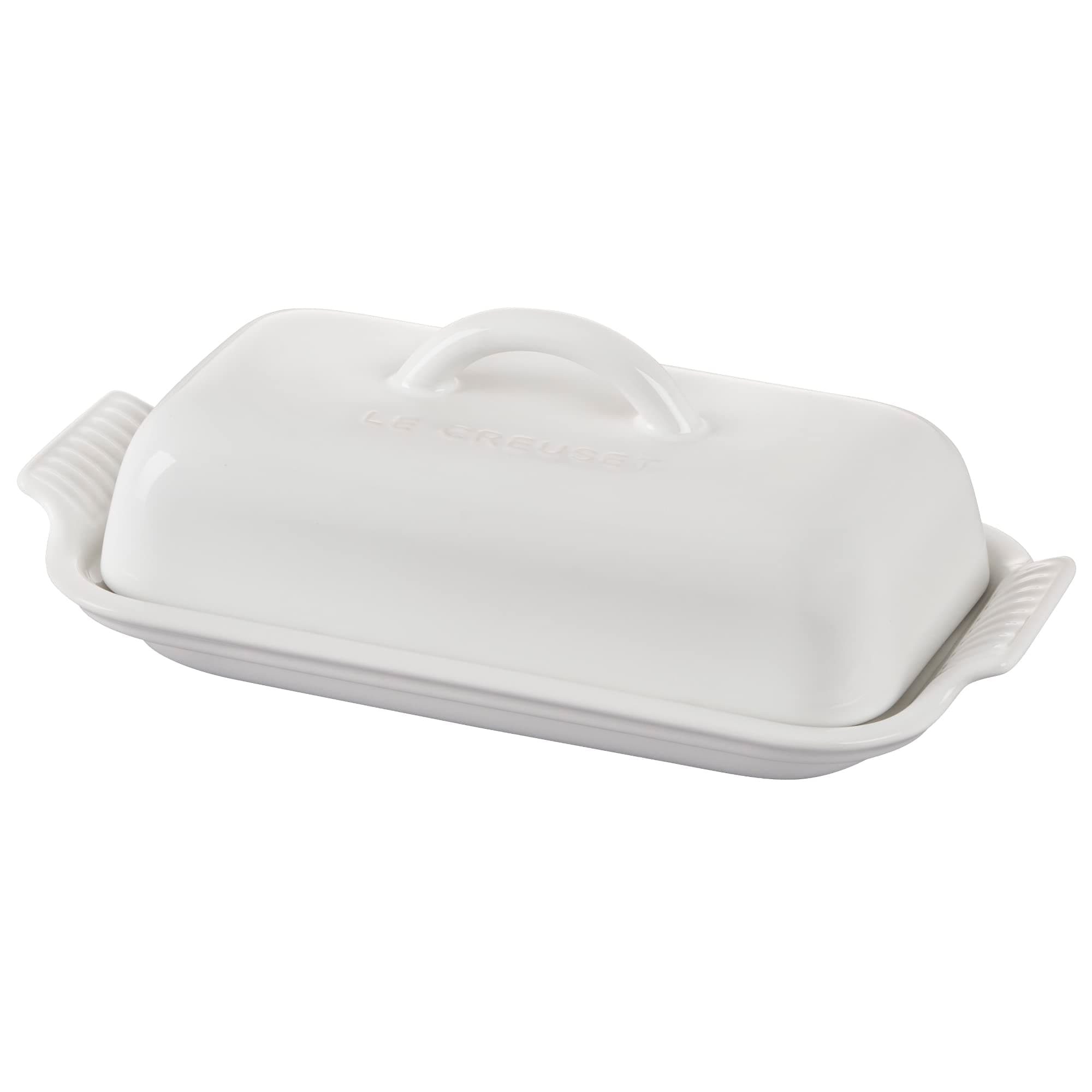 Stoneware Heritage Butter Dish, White