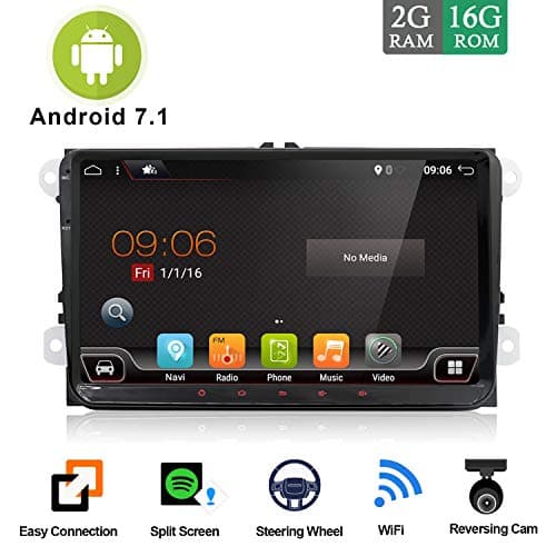 9" Android 7.1 QureCore Full Touchscreen 2 din Car Stereo Navigation Volkswagen VW Skoda Polo Passat B6 CC TIGUAN Golf 5 Fabia Support Mirror Link/OBD2/Subwoofer/FM AM/DAB(No DVD/CD)