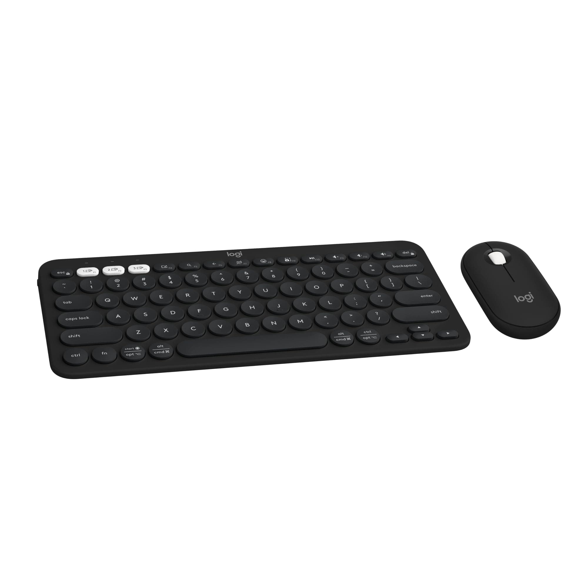 Pebble 2 Combo, Wireless Keyboard and Mouse, Quiet and Portable, Customizable, Logi Bolt, Bluetooth, Easy-Switch for Windows, macOS, iPadOS, Chrome - Black