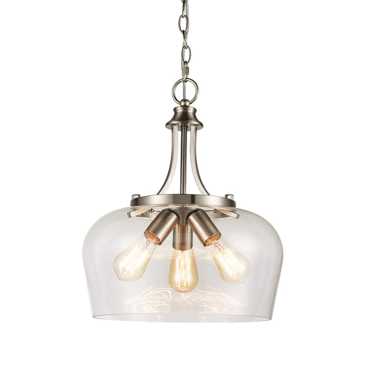 Brushed Nickel Glass Pendant Light