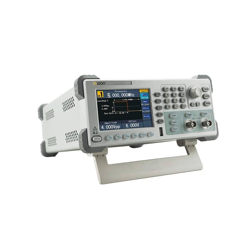 OWON AG051F Arbitrary Waveform Generator, 5MHz frequency output, 125MS/s sample rate, 1uHz freq resolution, with modulation functions, 4’’ high resolution LCD 480x320 pixs