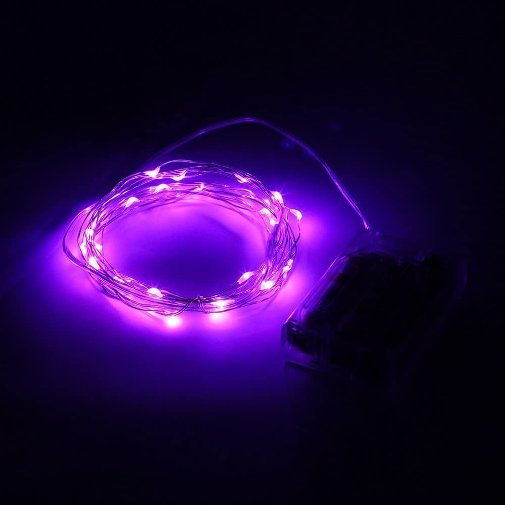 Timewanderer 5m 50 Bright Micro LED Fairy Lights Led String Starry Light AA Battery Operated Ultra Thin Decorative Lights on Silver Wire for Christmas Tree DIY Decoratiton (Purple)