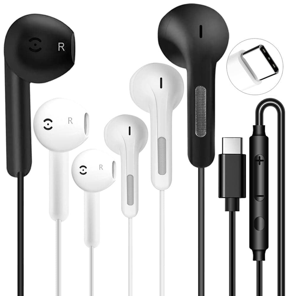 3 Pack USB C Headphones for iPhone 16/15 Pro Max/Plus, Wired Earbuds with Mic & Volume Control, HiFi Stereo Noise Cancelling Type C Earphones Wired for iPad Pro, Samsung Galaxy S23/S22/S21/S20/Ultra