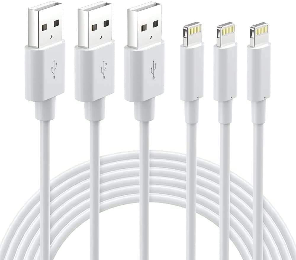 Lightning Cable MFi Certified - iPhone Charger 3Pack 6FT Lightning to USB A Charging Cable Cord Compatible with iPhone 14 13 12 Mini Pro Max SE 11 Xs Max XR X 8 7 6 Plus 5S iPad Pro Airpods - White