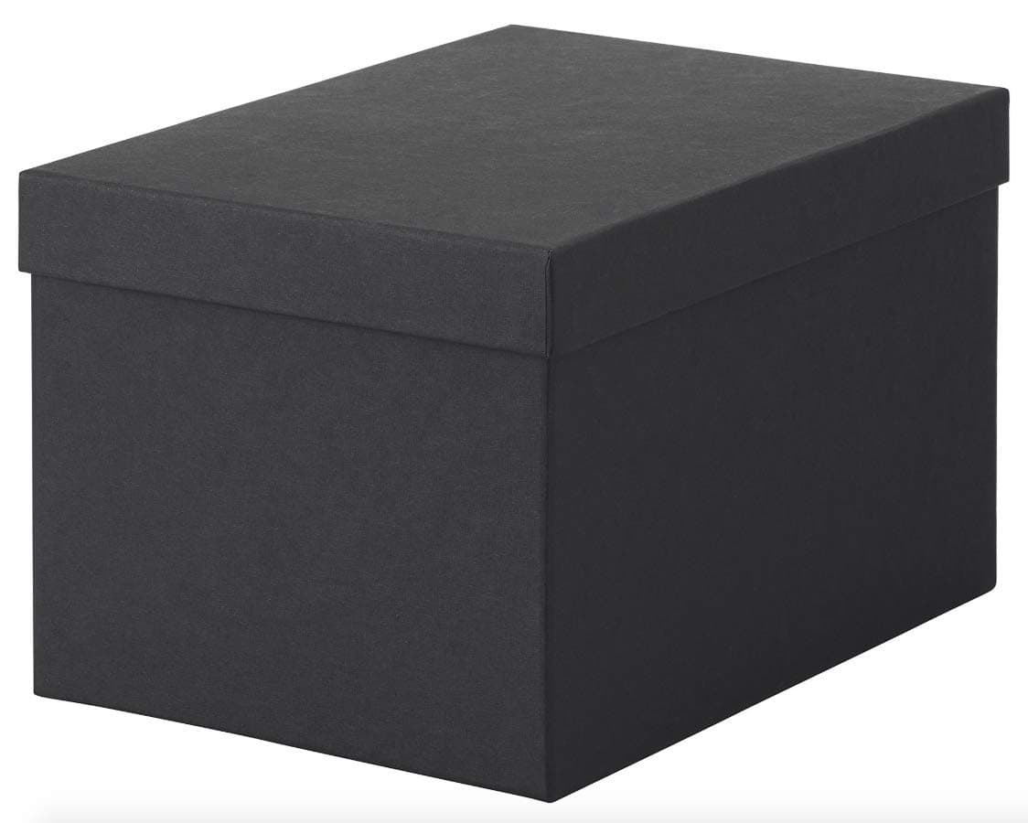 IKEA TJENA 2 Pack Black Foldable Storage Box with Lid/Office, Storage, Supplies, Organization, Small Parts (Black)