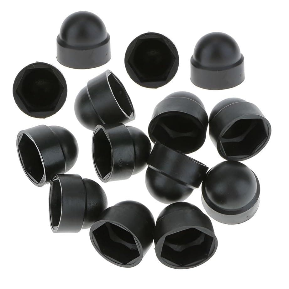 TERF® M5 Black Plastic Hex Nut Bolt Dome Cap Cover M5 (8mm Spanner) Nut and Bolt Protective Caps Cover Hexagonal - Pack of 20