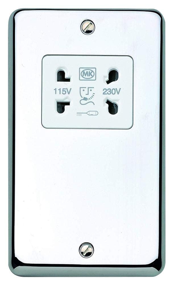 Chroma Shaver Socket, Product Range MK Chroma Plus Metal Wall Plate - Rounded Edge, Electrical Switch & Socket Ranges