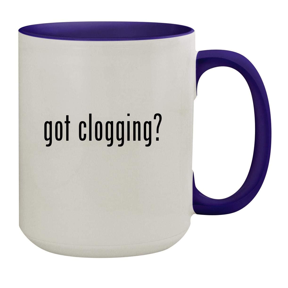 got clogging? - 15oz Ceramic Inner & Handle Colored Coffee Mug, Deep Purple