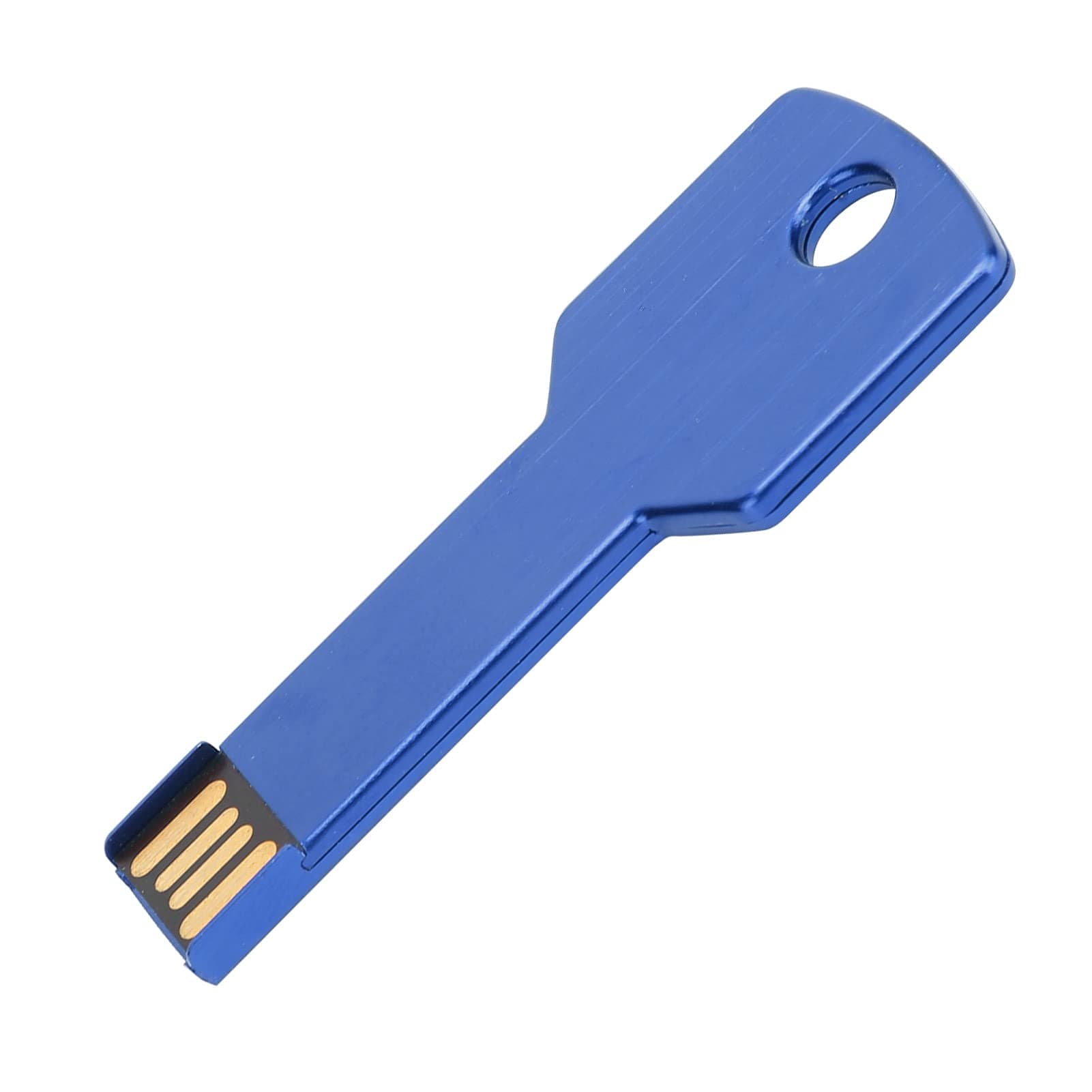 Portable USB Flash Drive, Key Shape, Metal, Blue, Plug and Play, 64GB, for Computer Car