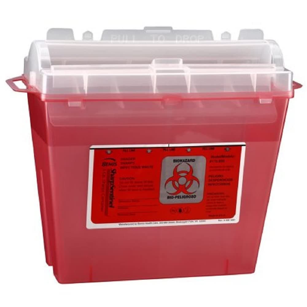 Sharps Sentinel 175030 Sharps Container, 5 Quart, Red