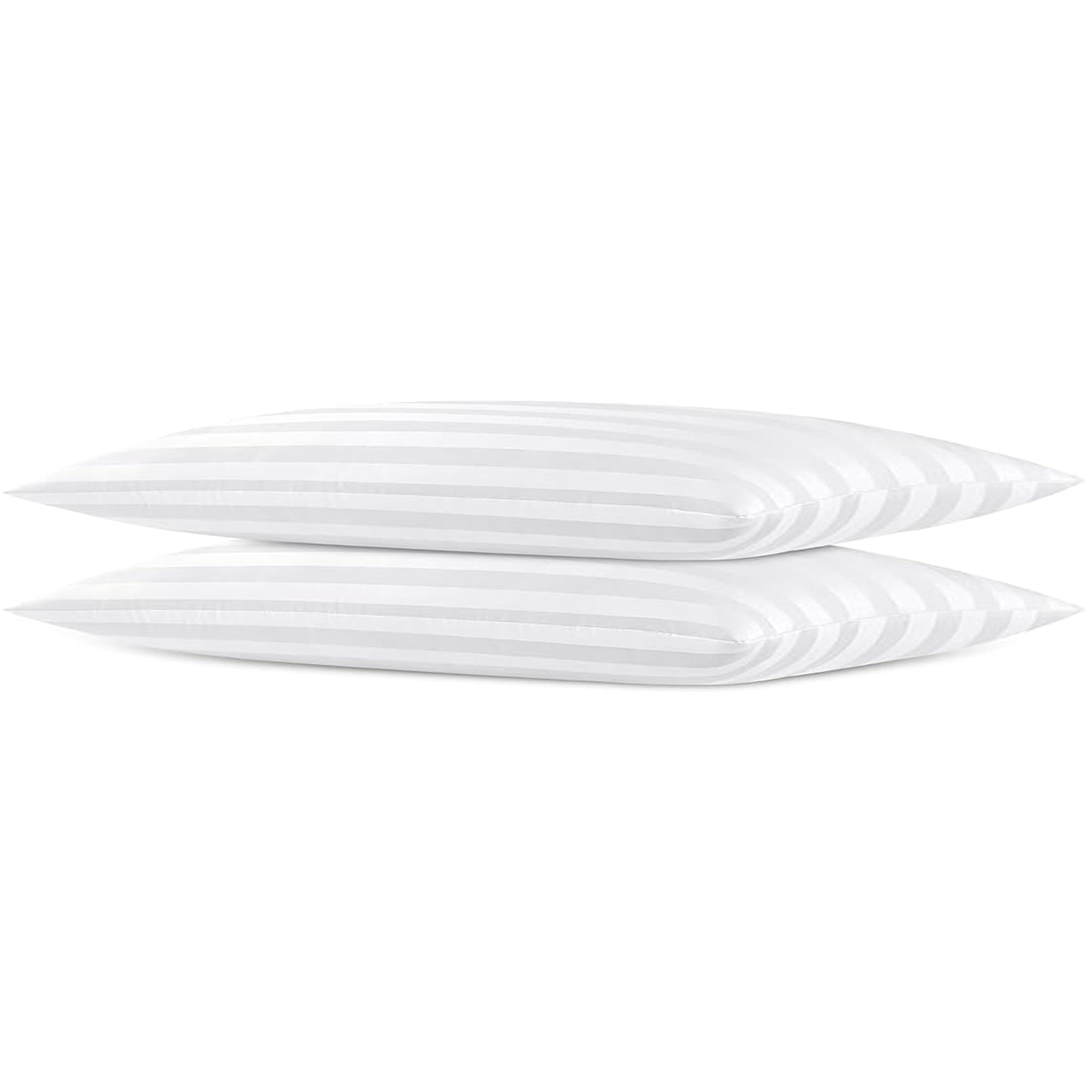 Soft Flat Thin Pillows Standard Size Set of 2, Down Alternative Filled Bed Pillows for Side and Stomach Sleepers, 20x26 Inches