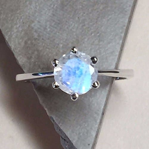 Natural Rocks by KalaNatural Rainbow Moonstone 925 Solid Sterling Silver Engagement Ring Size 5, 8, 9, 10