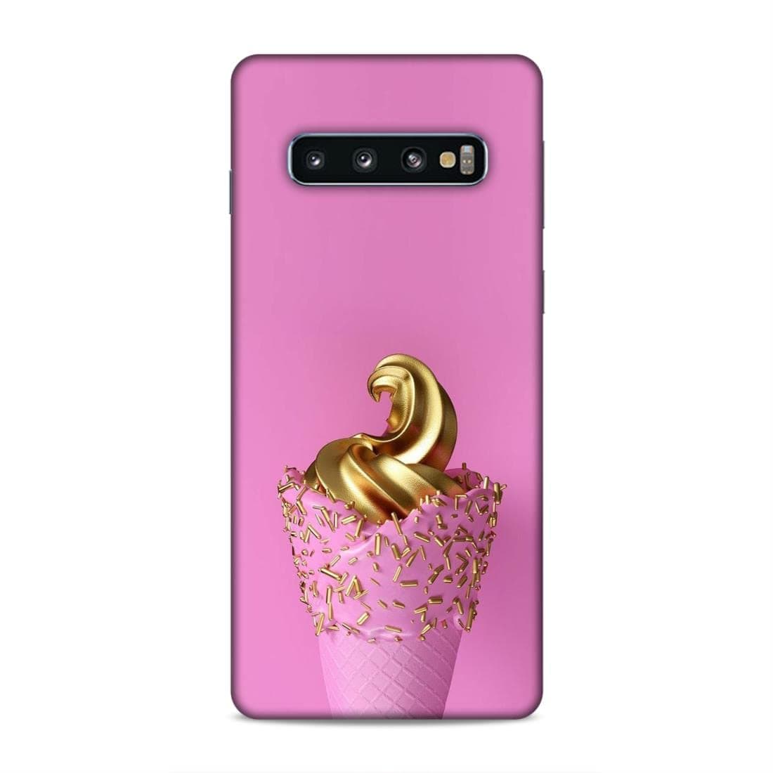LETAPS® Printed Mobile Back Hard Case Cover for Samsung Galaxy S10 | Pink Love, Golden, Ice Cream Love -2345