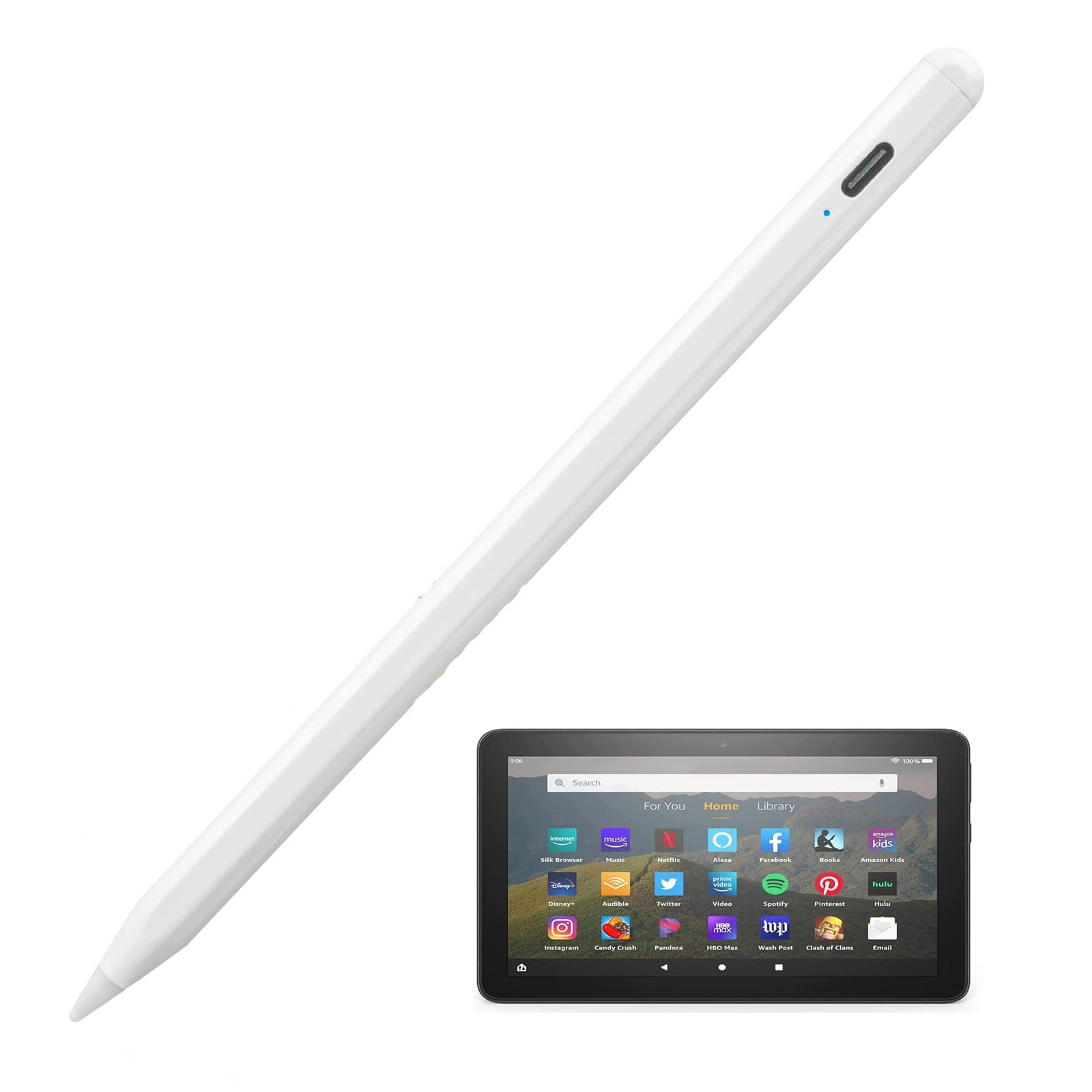 EDIVIA Active Stylus Pen for Amazon Kindle Fire HD 8 Plus,New Plastic Point Tip with Precise and Accurate Drawing Pencil Compatible with Amazon Kindle Fire HD 8 Plus Stylus Pencil,White