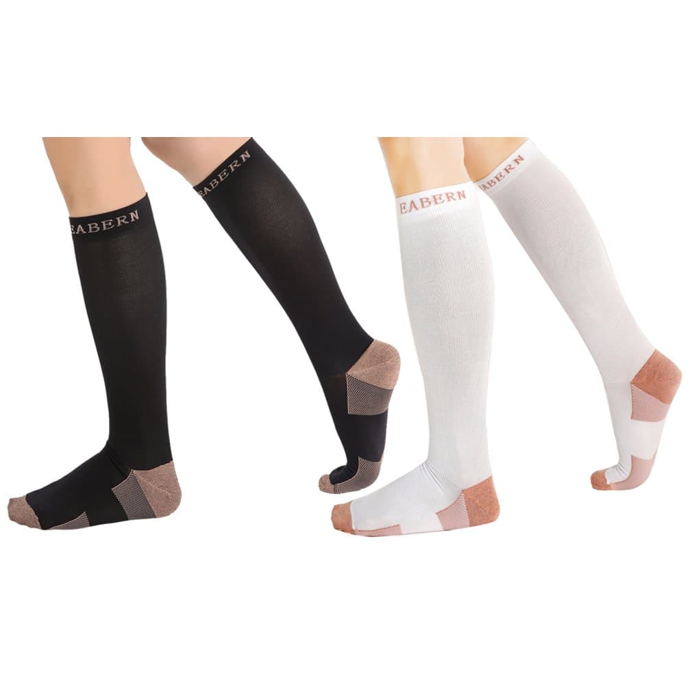 2Pair Unisex Compression Socks -Graduated Support Knee High Socks- Best For Running, Athletic Sports, Flight, Travel.asst-L/XL