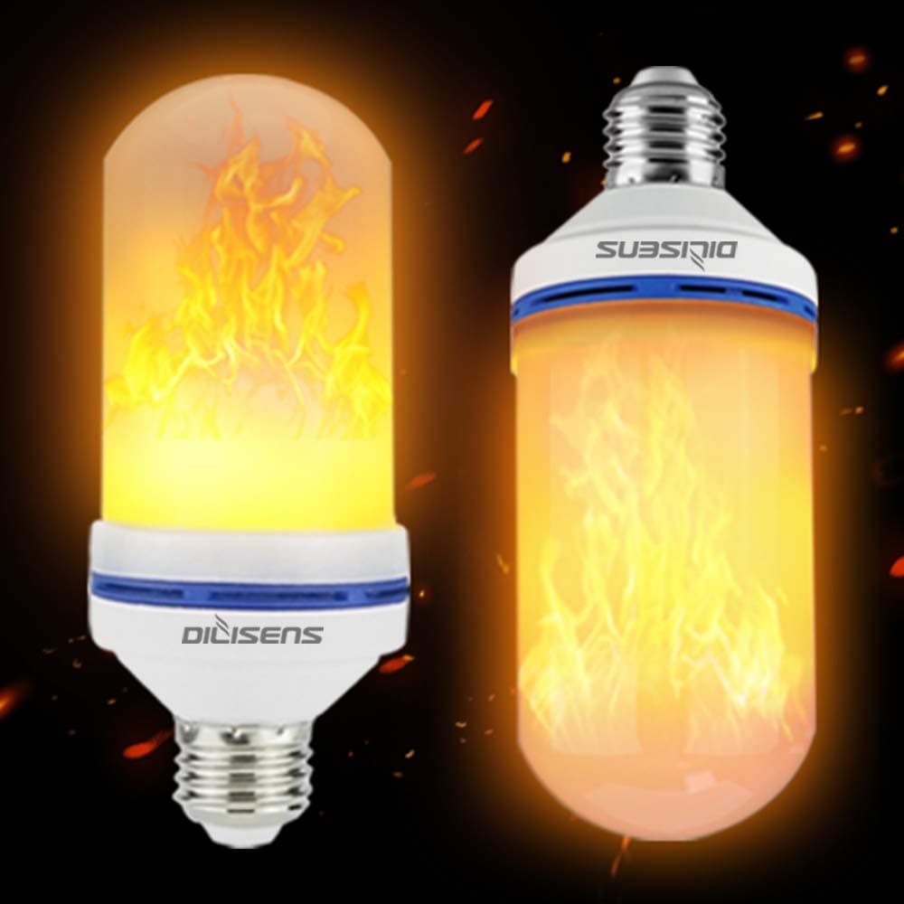 LED Flame Effect Light Bulbs-Newest Upgraded 4 Modes Flickering Fire Simulated Lamps-for Halloween/Christmas Decoration/Home/Festival (2 Pack)