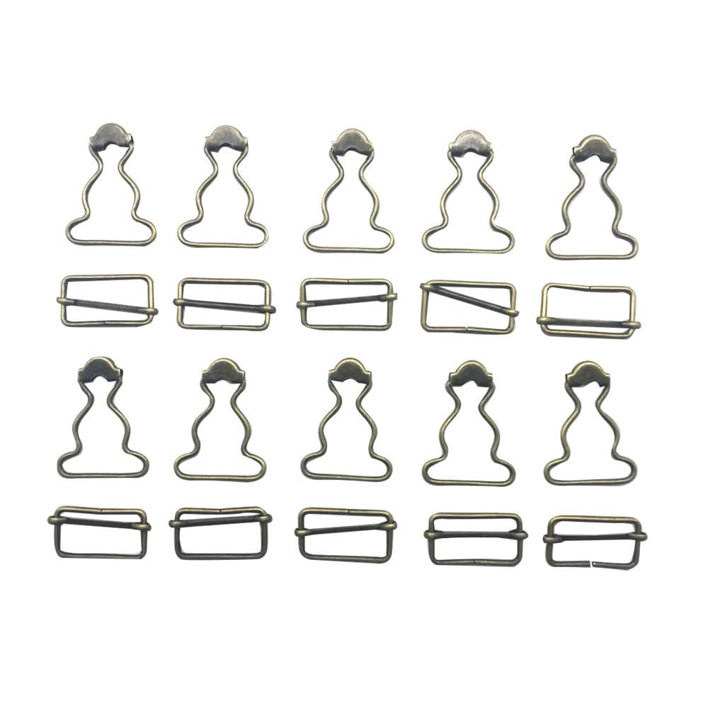 Boolavard2 inch Inside Bottom Size Bronze Suspender Buckle with Rectangle Buckle Sliding Bar Pack of 10 Sets (Bronze) Q2055