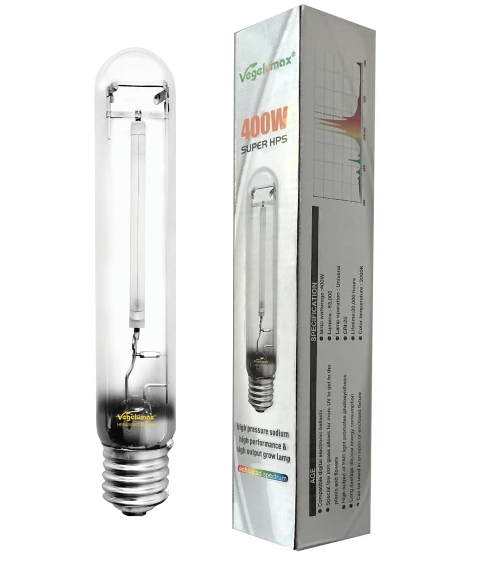 400W HPS Super Grow Light Bulb,High PAR Enhanced Red and Orange Spectrum,CCT 2100K,Ultra Bright 55,000 Lumens,E39 Base,1pack