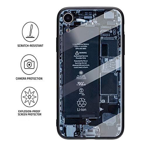 Kplvet iPhone-Xr Case,Tempered Glass Mirror Glossy iPhone Disassembling Pattern Top Feel Soft TPU Bumper Frame Protective Phone-Case for 6.1 Xr,Street Fashion iPhone Designer Basic Phone Cover(Chaiji)