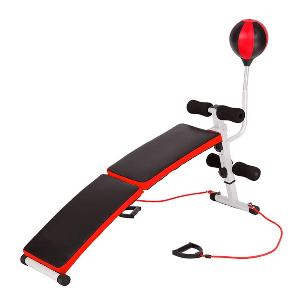 Foldable Sit-Up Board, Abdominal Muscle Trainer, Home Dumbbell Bench, with Speed Ball and Drawstring, Suitable for Weightlifting Sit-Ups and Other Indoor Fitness (Black)